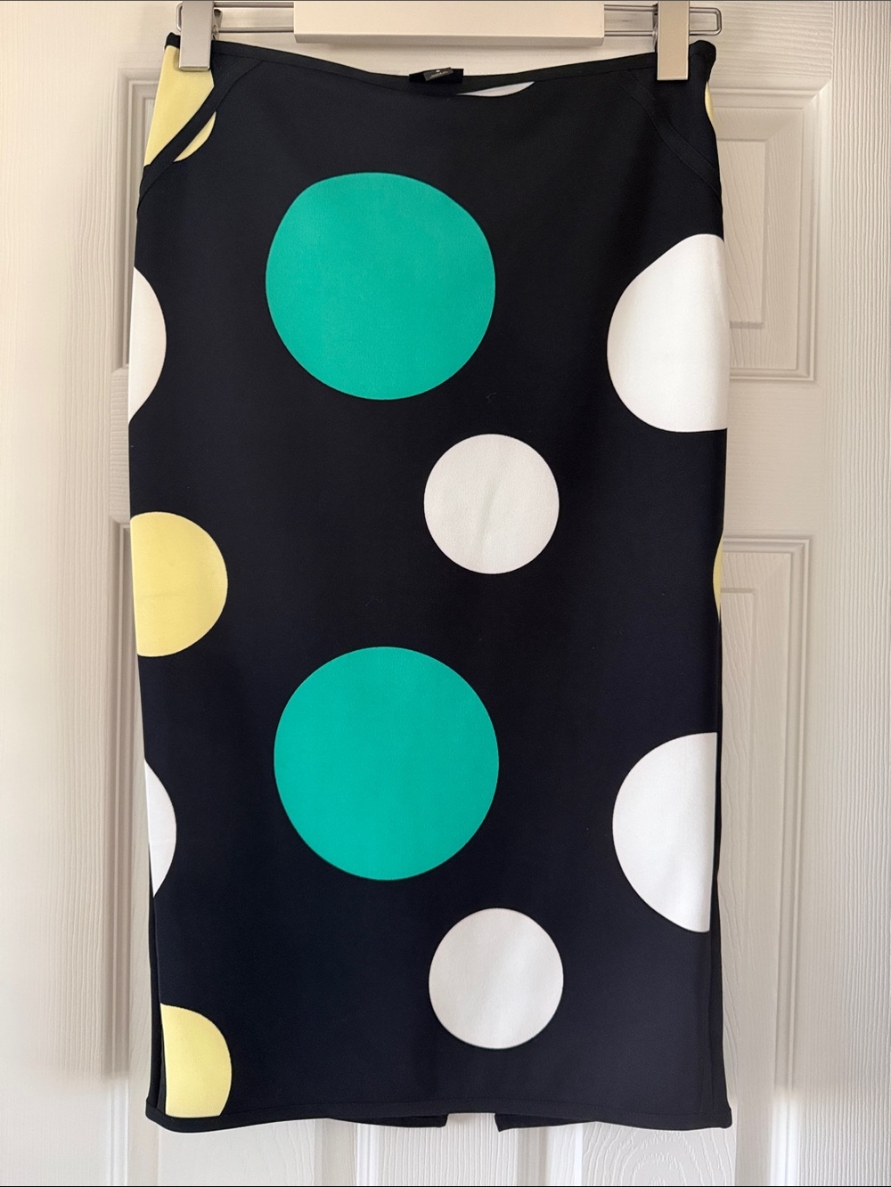 Worthington Black Pencil Skirt with Teal, White & Yellow Polka Dots
